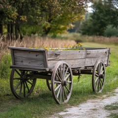 Old wooden farm wagon