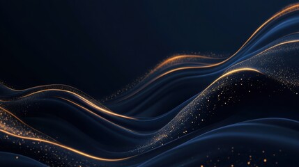 Smooth wave gradient with elegant golden streaks across a deep navy-blue background.