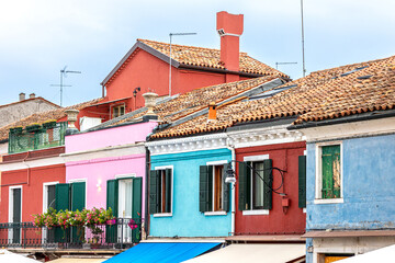 Fototapeta premium Burano, Italy colorful houses street view