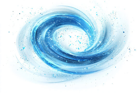 Ice-blue frosty magic swirl with frozen sparkles, mystical winter effect, on white background