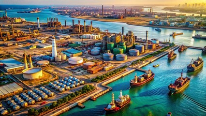 Aerial Macro View: Bandar Abbas Port & Oil Refineries, Iran