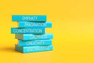 Stack of books symbolizing important skills for personal and professional growth © Cagkan