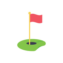 golf hole flag icon flat design