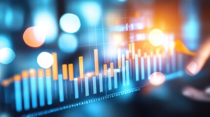 Abstract Blue Orange Data Visualization Charts Growth Progress Technology Finance