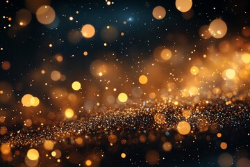 Sparkling golden light and glitter create a magical and festive atmosphere