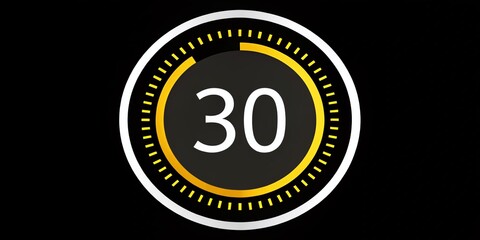 Fototapeta premium Aerial View 30-Second Countdown Timer: Stylish Yellow & White Circle on Black Background - Machine Part Concept