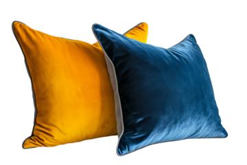 Luxury Velvet Cushions in Blue and Yellow