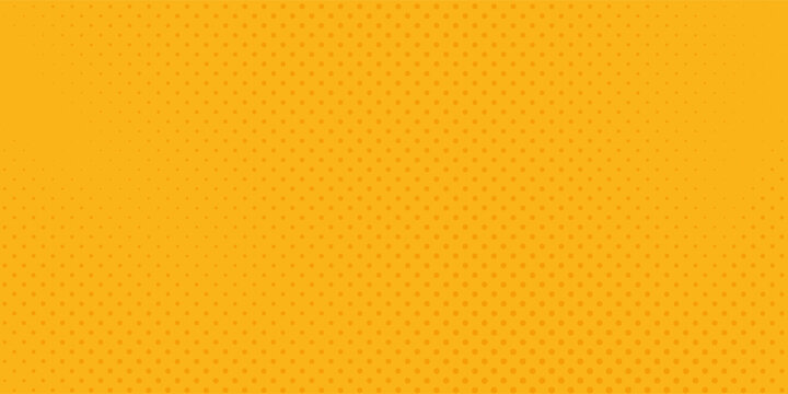 ellow halftone pattern. Retro comic gradient background. Bright orange pixelated dotted texture