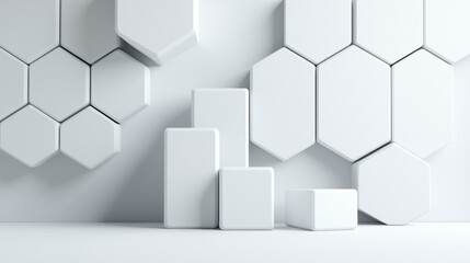 Obraz premium Abstract white wall featuring numerous cubes in a captivating realistic photography setting for modern design