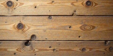 Naklejka premium Detailed Close-Up of Rustic Weathered Wooden Planks with Visible Knots and Grain