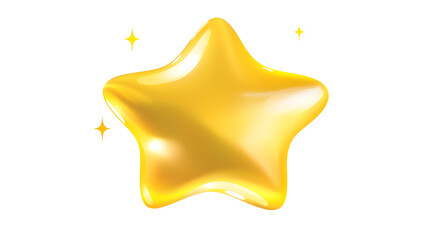 and eye catching 3D gold star emoji with a smooth metallic finish soft shadows and vibrant lighting isolated on a white transparent background