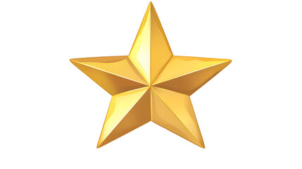 Obraz premium A classic golden star with a bright reflective surface slightly beveled edges and shadows isolated on a transparent background This shiny metallic star shape can be used as an design element