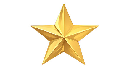 and detailed 3D rendered shiny golden star with beveled edges and shadows isolated on a transparent studio background  This premium metallic star graphic element can be used for award badge icon