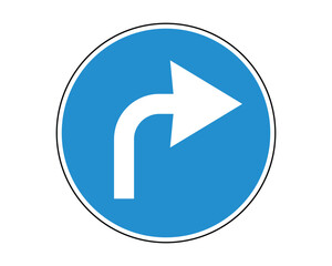 Mandatory Direction Road Sign - Right Turn Only Traffic Regulation - High Quality Vectorial Graphic