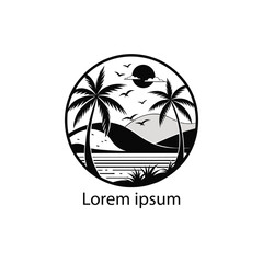 Minimalist Tropical Beach Scene
A clean, black and white vector illustration of a tropical beach
