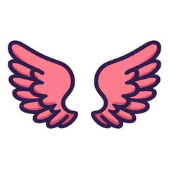 funny cartoon red wings fly angel fairy flat color vector illustration template design
