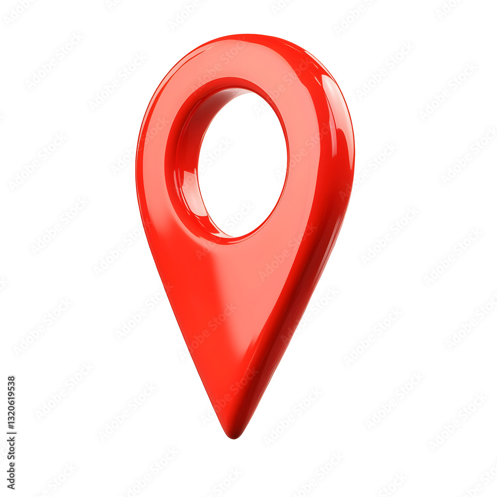 Aufkleber Highly detailed  professionally rendered 3D map pin icon with a glossy finish  smooth curvature  and soft shadows  perfectly isolated on a transparent background  Ideal for web design  mobile apps