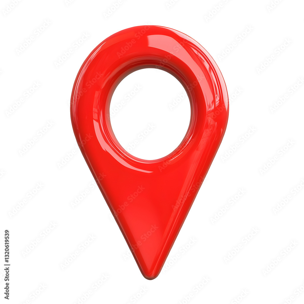 Poster Vibrant 3D location pin with a high gloss finish slight reflections and a modern design floating on a transparent background with a subtle drop shadow
