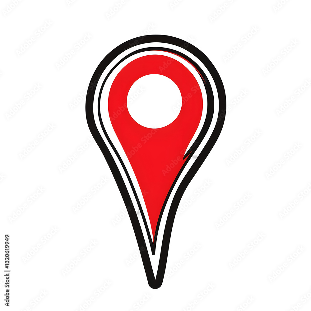 Fototapete Crisp and well defined red location pin with a circular marker presented in a linear stroke style perfectly isolated on a transparent background for UI and mapping applications website design