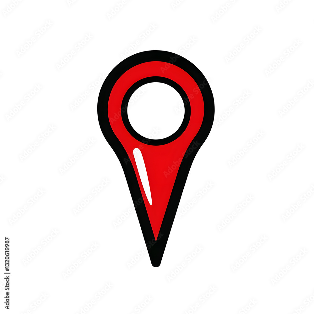 Aufkleber Sleek and Modern Vector Style Red Map Pin Pointer Icon with Subtle Circular Base Floating on Transparent Background for Web App UI and Graphic Design