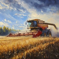 Obraz premium Modern combine harvester working