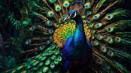 Obraz premium Holographic Majesty A Peacock’s Bold Evolution