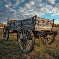 Obraz premium Old wooden farm wagon