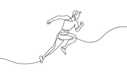 Man Runner Continuous Line Art Drawing. Male Sport Lifestyle One Line Art Vector Illustration. Sportsman Black Linear Sketch Isolated on White Background