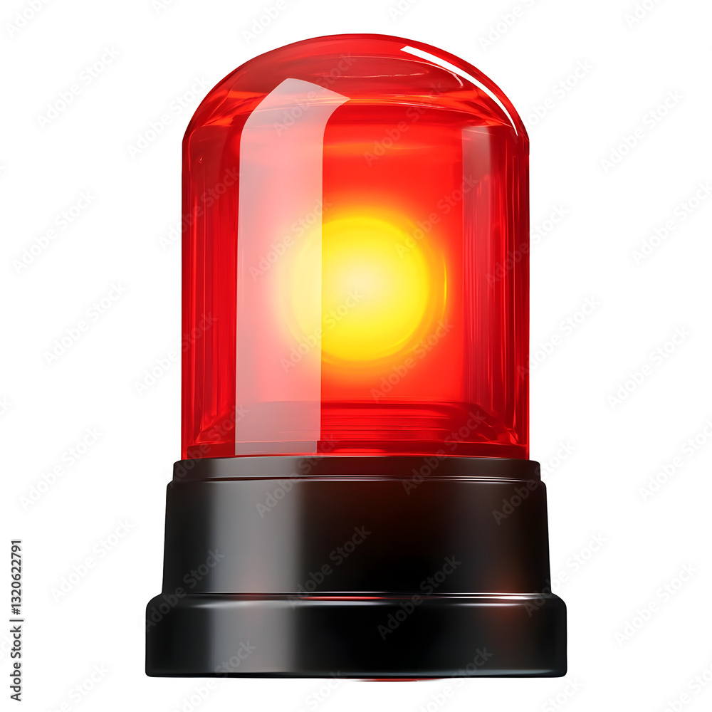 Poster glowing red emergency beacon light with a sleek cylindrical shape soft reflections on the surface an