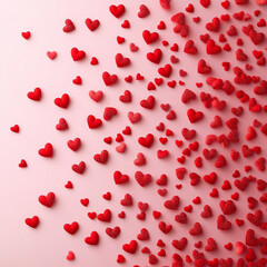 Romantic red hearts background design for valentine’s day, Generative AI