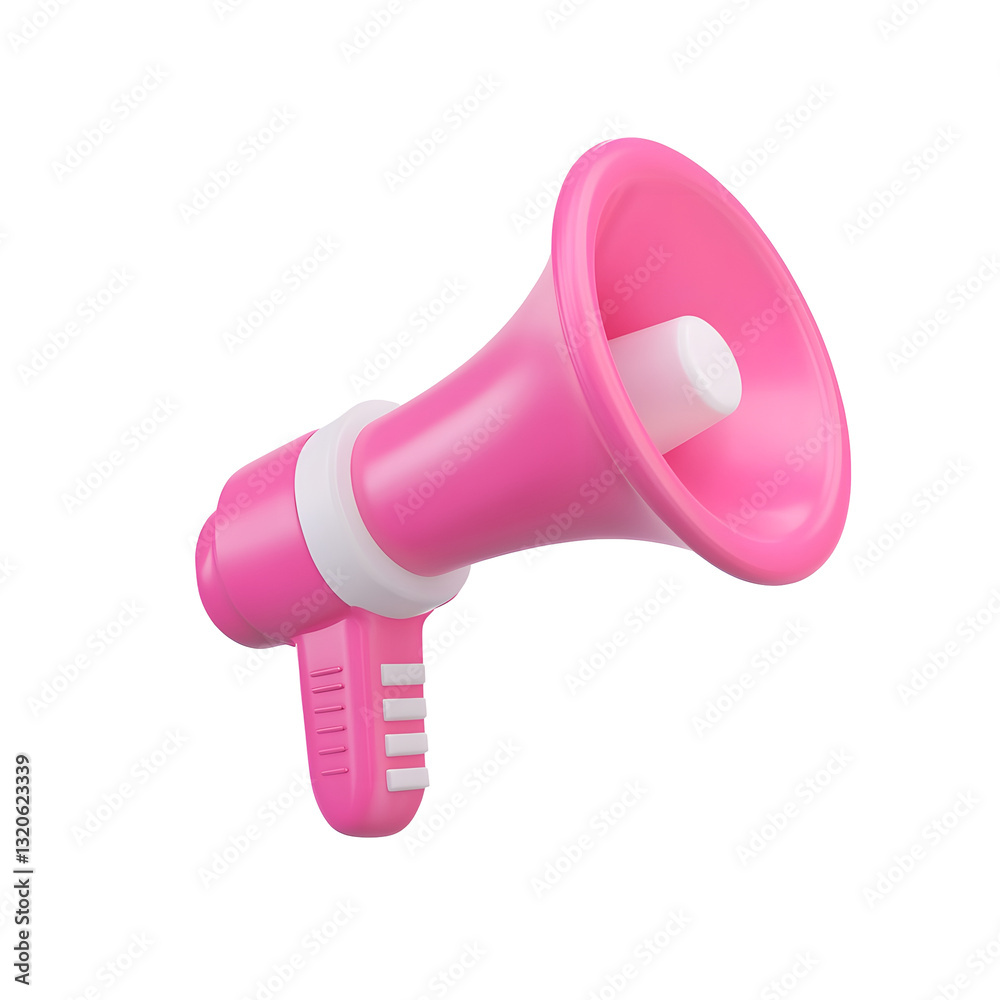 Aufkleber Minimalistic and modern 3D megaphone icon with a polished smooth surface and professional lighting effects floating on a transparent background