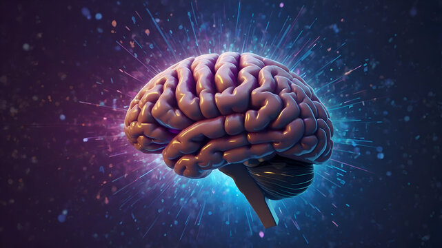 Concept Art Human Brain Exploding with Knowledge and Creativity &ndash; Generative AI Illustration
