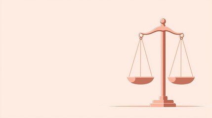 A minimalist illustration of a balanced scale, symbolizing justice and fairness, set against a soft, neutral background.