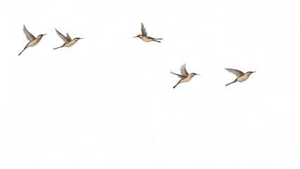Obraz premium Title: A Whimsical Set of Flying Birds – Specifically Titmice