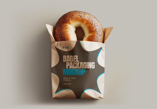 Bagel Bread Bag Packaging Mockup for Design and Branding Projects