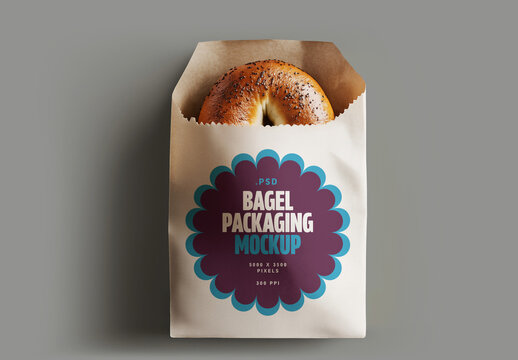 Bagel Bread Bag Packaging Mockup for Design and Branding Projects