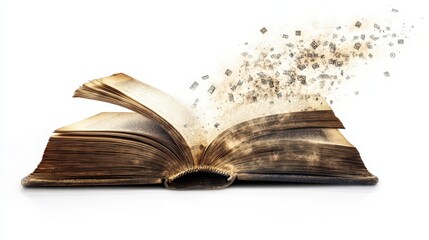 Obraz premium Open book with pages flying away