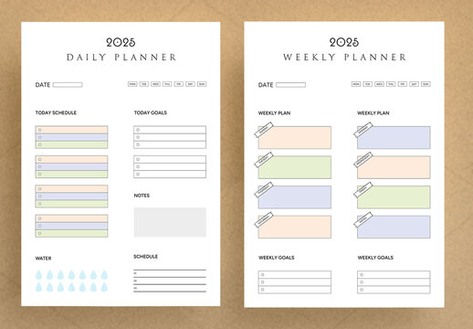 Daily and Weekly Planner Template Editable Layout