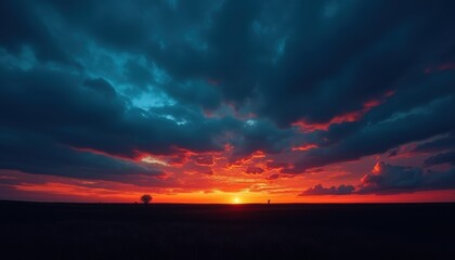 Obraz premium Fiery Landscape Sunset