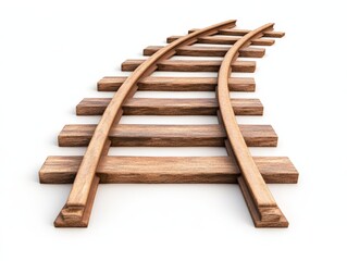 Wooden railroad tracks extending into the distance representing railway engineering infrastructure train transportation and industrial travel networks