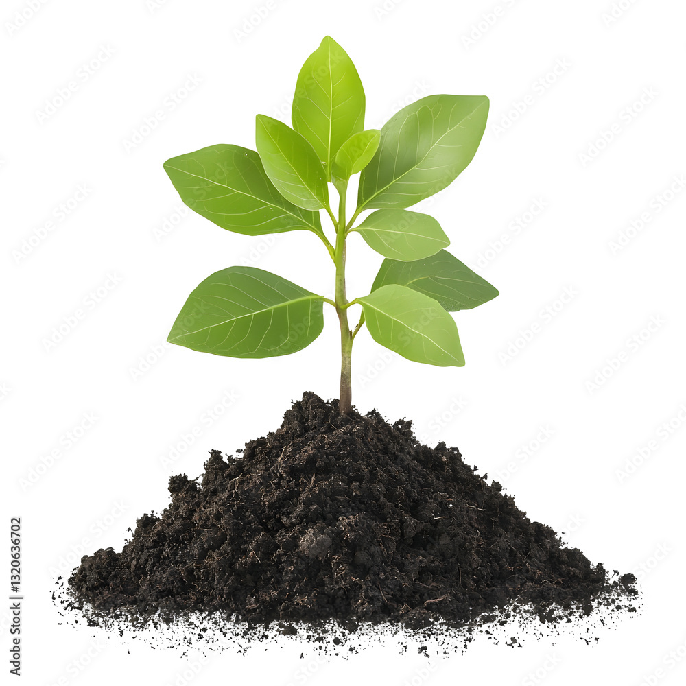 Aufkleber closeup view of a young plant emerging from the soil showcasing its intricate details such as fresh 