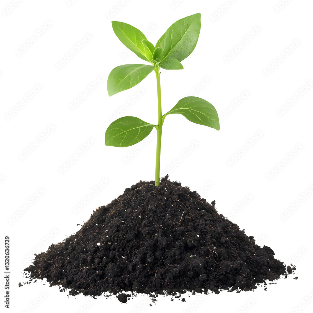 Aufkleber a close up detailed view of a young plant seedling emerging from the soil showcasing its fresh green