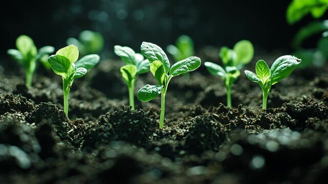 Emerging Seedlings Sprouting from Soil: A Symbol of Growth and New Beginnings