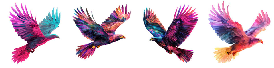 Obraz premium Magnificent avian creatures soaring through the skies in a breathtaking display of vibrant plumage and dynamic motion capturing the grace and freedom of flight in nature s grand tapestry