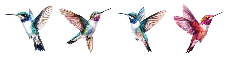 Obraz premium Vibrant and Energetic Hummingbird Captured in Midflight Amidst a Lush Tropical Floral Background