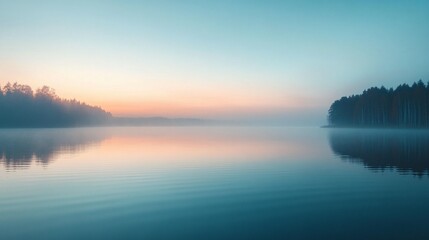 Fototapeta premium Misty Lake Sunrise
