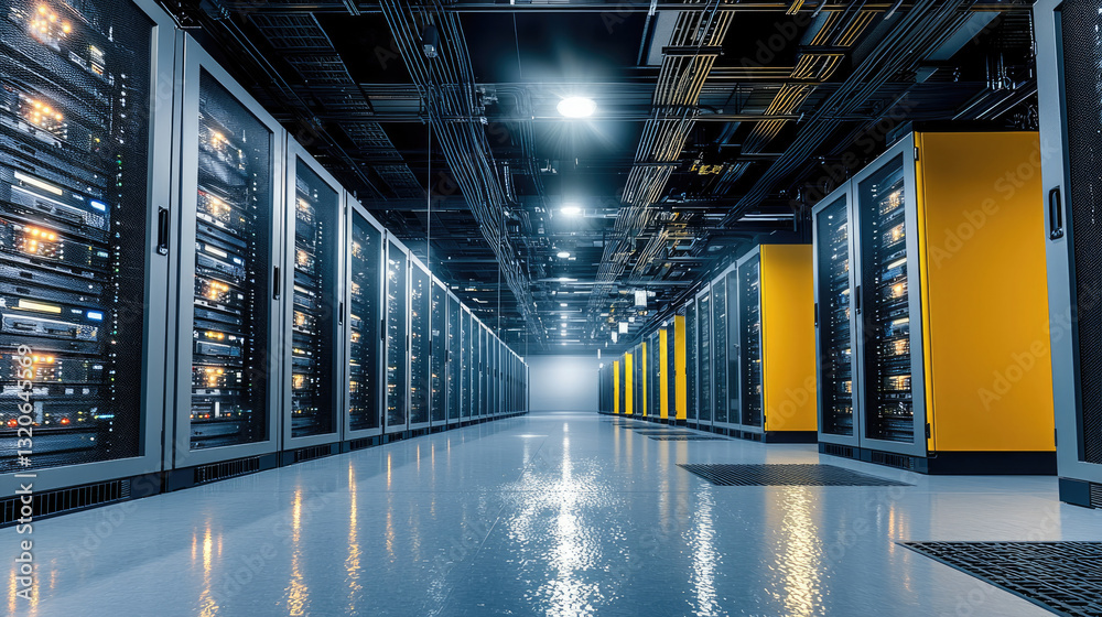 Leinwandbilder modern data center featuring rows of servers and bright lighting creates high tech atmosphere