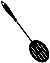 slotted spoon silhouette with transparent background