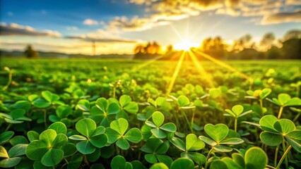 Aerial View of Lush Green Clover Field - Good Luck Charm Symbol