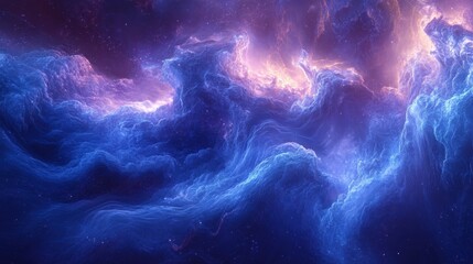 Fototapeta premium an ethereal image of a swirling cosmic nebula, filled with vibrant blues and purples 